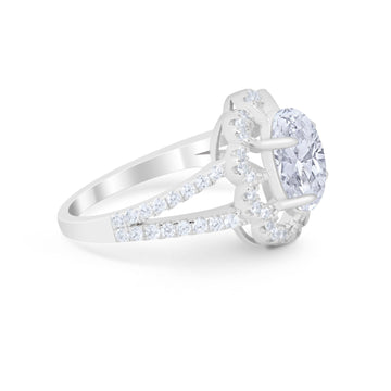 Vintage Style Oval Engagement Ring Round Simulated CZ 925 Sterling Silver